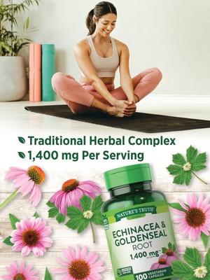 Echinacea Goldenseal 1400mg | 100 Capsules | Vegetarian | by Nature's Truth