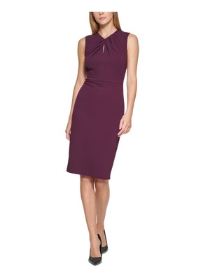 

CALVIN KLEIN Женское фиолетовое платье-футляр без подкладки без рукавов Petites, Фиолетовый
