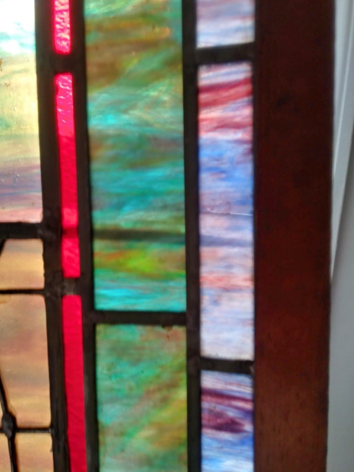 ANTIQUE 19th C. American Victorian stained and leaded GLASS WINDOW LARGE