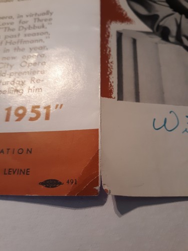 ROBERT ROUNSEVILLE OPERA SINGER AUTOGRAPH HAND SIGNED 1951. N.C.A.C. PROGRAM NEW