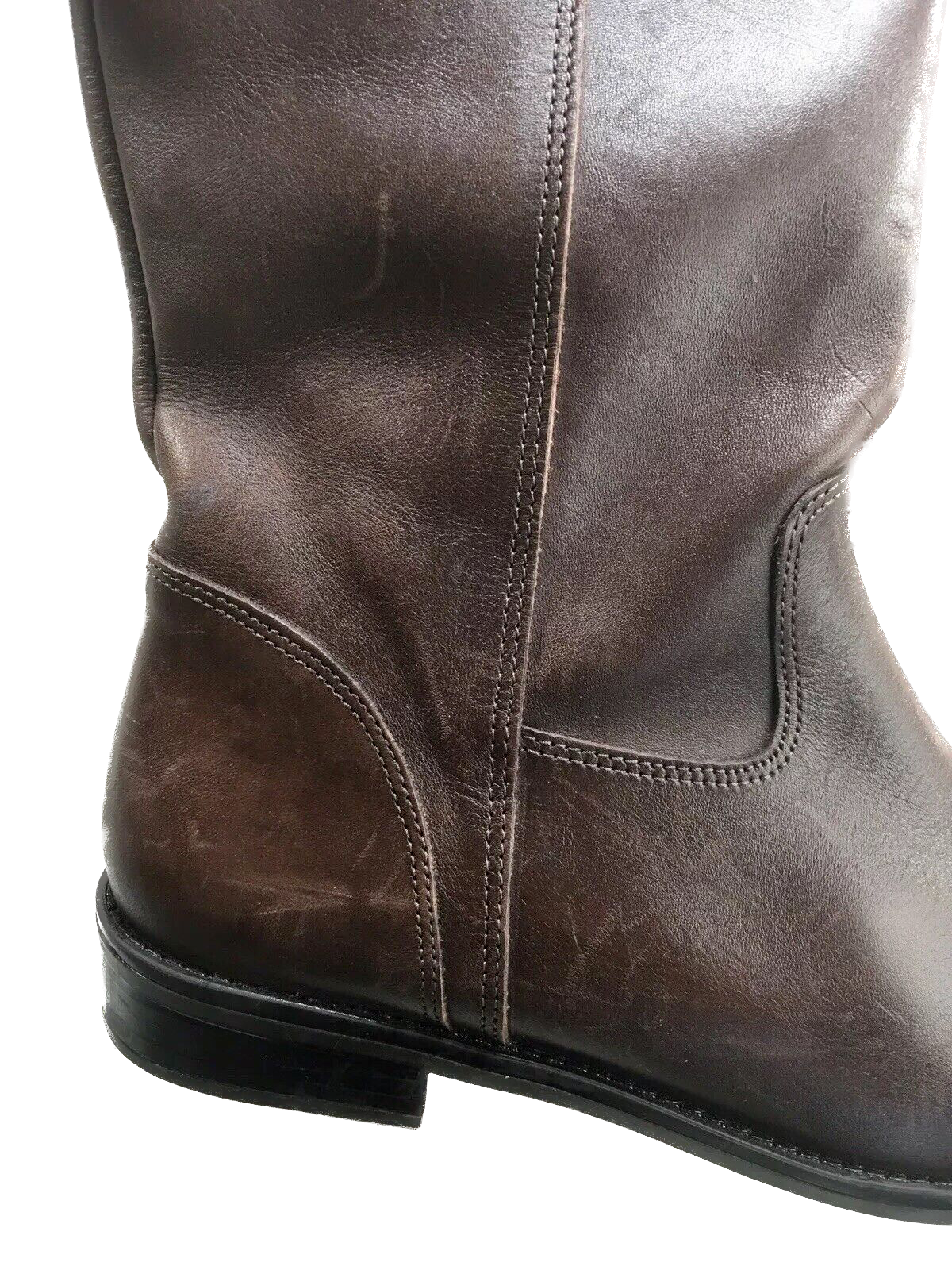 Italian Shoemakers Antonia Brown Boots Tall Buckle Knee Riding 7 $189 DEFECT New