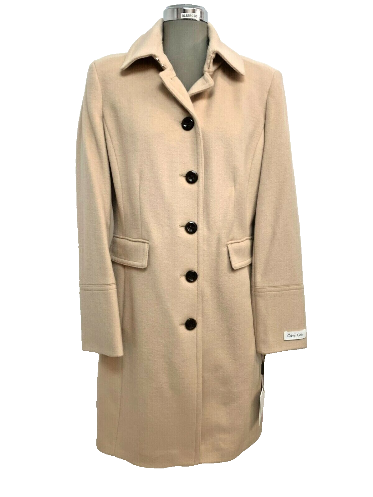 Однобортное шерстяное пальто средней длины Calvin Klein NWT Modern TAN, размер 8, 10