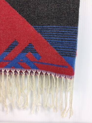 Vintage Wool Southwest Mexican Fringed Serape Blanket Rug 67 X 29 FAST FREE SHIP