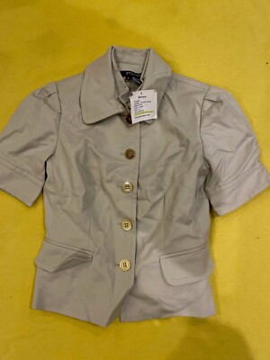 Etcetera Jackets Double Collar Button Front in Khaki SIZE 2 MSRP $275