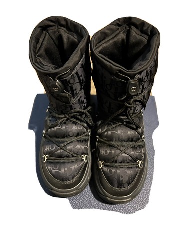 DIOR 1550$ Snow Ankle Boot Black Smooth Calfskin & Quilted