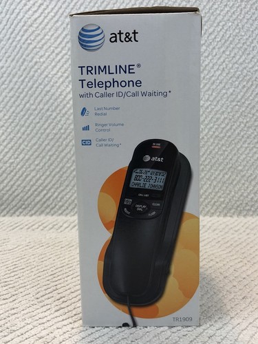 AT&T Trim Line Telephone Model TR1909 Black Corded Phone