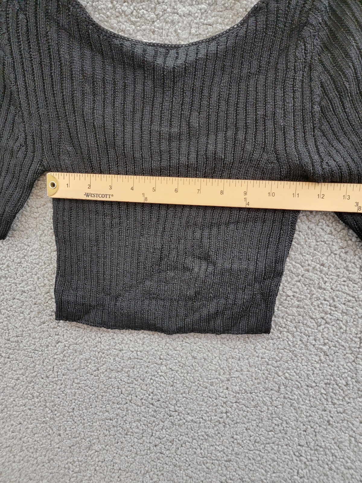 Free People Textured Short Sleeves Crop Sweater Top Women's XS Black Pullover - Picture 6 of 13