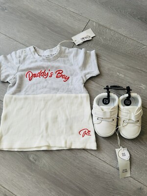 River Island Daddy s Boy Set Top T-shirt And Trainers Size 6-9 months