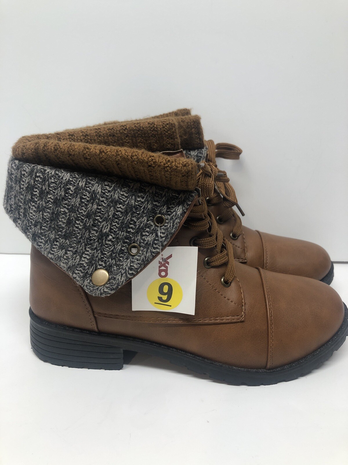 NEW Charlotte Russe Women Brown Sweater Cuff Combat Boots