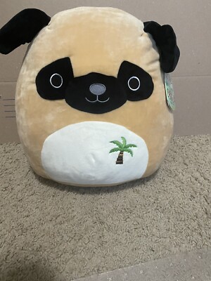 Squishmallows Pug Prince with Palm Tree Printed on Belly 12 Inches