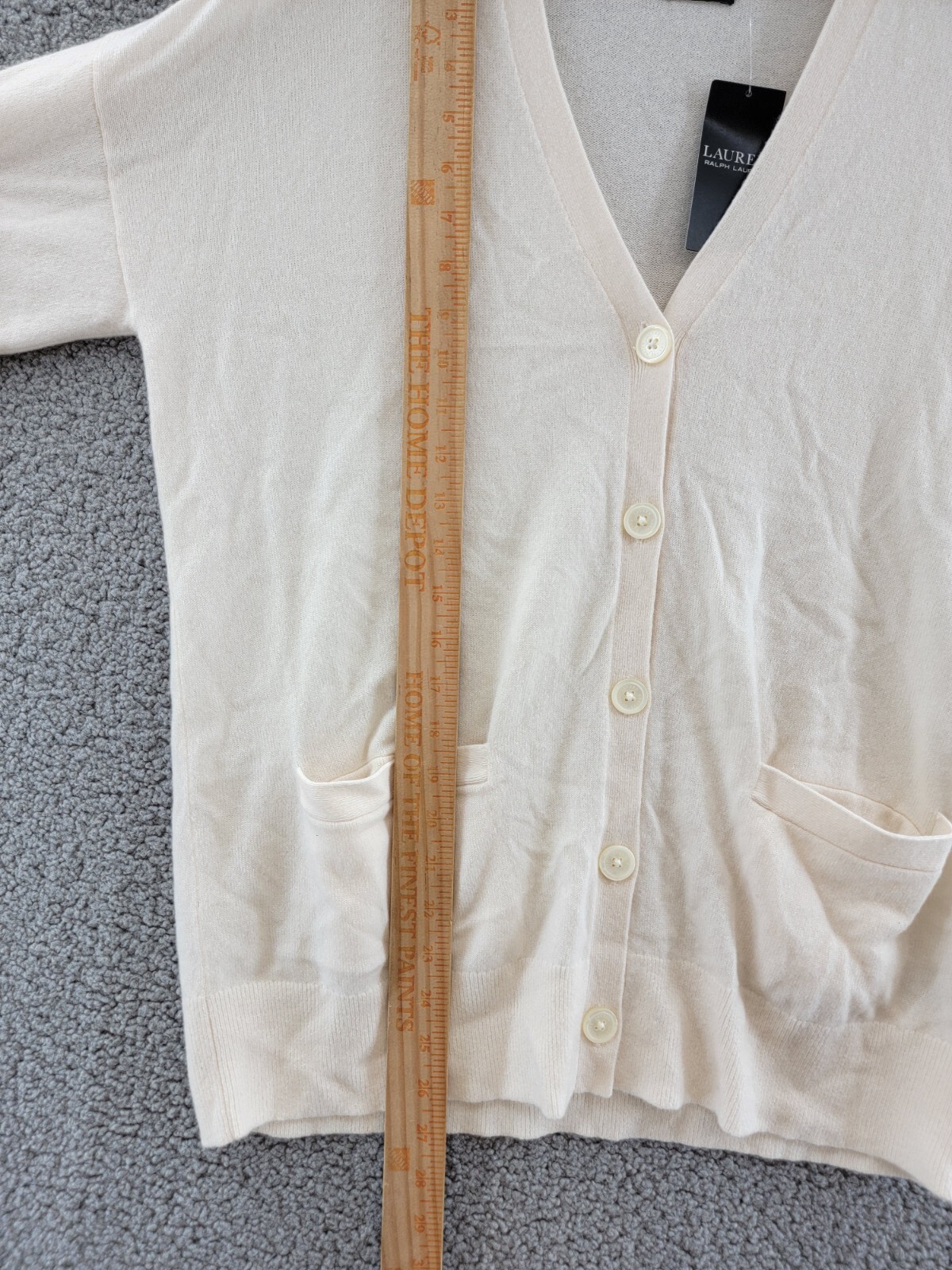 Lauren Ralph Lauren Umatilla Cashmere Cardigan Sweater Women's M Winter Cream~ - Picture 8 of 12