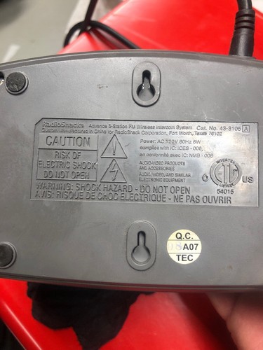 Radio Shack 43-3105A Set of 2 - 3 Channel FM Wireless Intercom System Stations