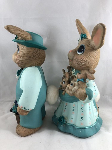 10 1/2” Ceramic Bisque Mama & Papa Bunny Easter Rabbits Hand Painted Molds