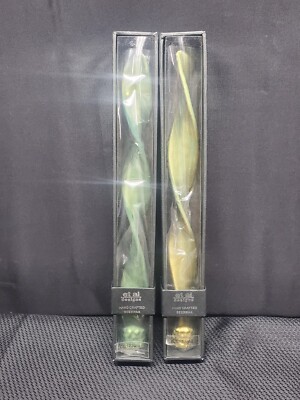 2 NEW et al Gold & Green Beeswax Candles 12'' Tall CC123 Gold