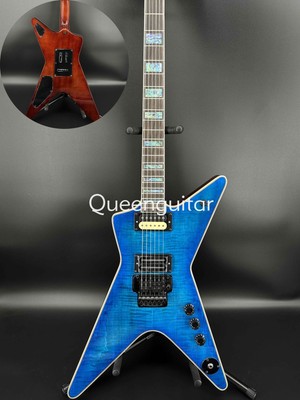 New DIME Dimebag Darrell Blue Electric Guitar Flamed Maple Top Black Hardware