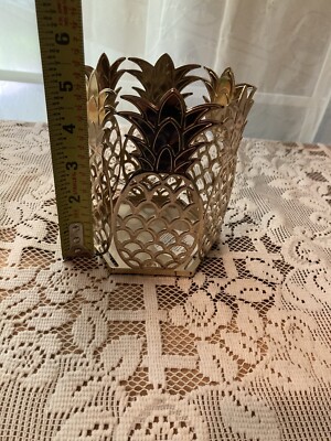 Bath & Body Works PINEAPPLE 3-Wick Candle Holder Gold