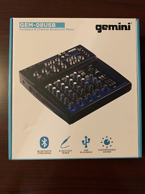 Gemini GEM-05USB 5-CHANNEL BLUETOOTH Recording Live Sound Mixer, w/ USB Playback
