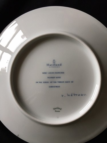 Haviland Limoges Nine Ladies  Dancing  # 9 In christmas Series Plate Yr. 1978
