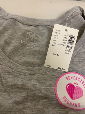 JUSTICE - REVERSIBLE HEART SEQUENCE GIRLS SHIRT