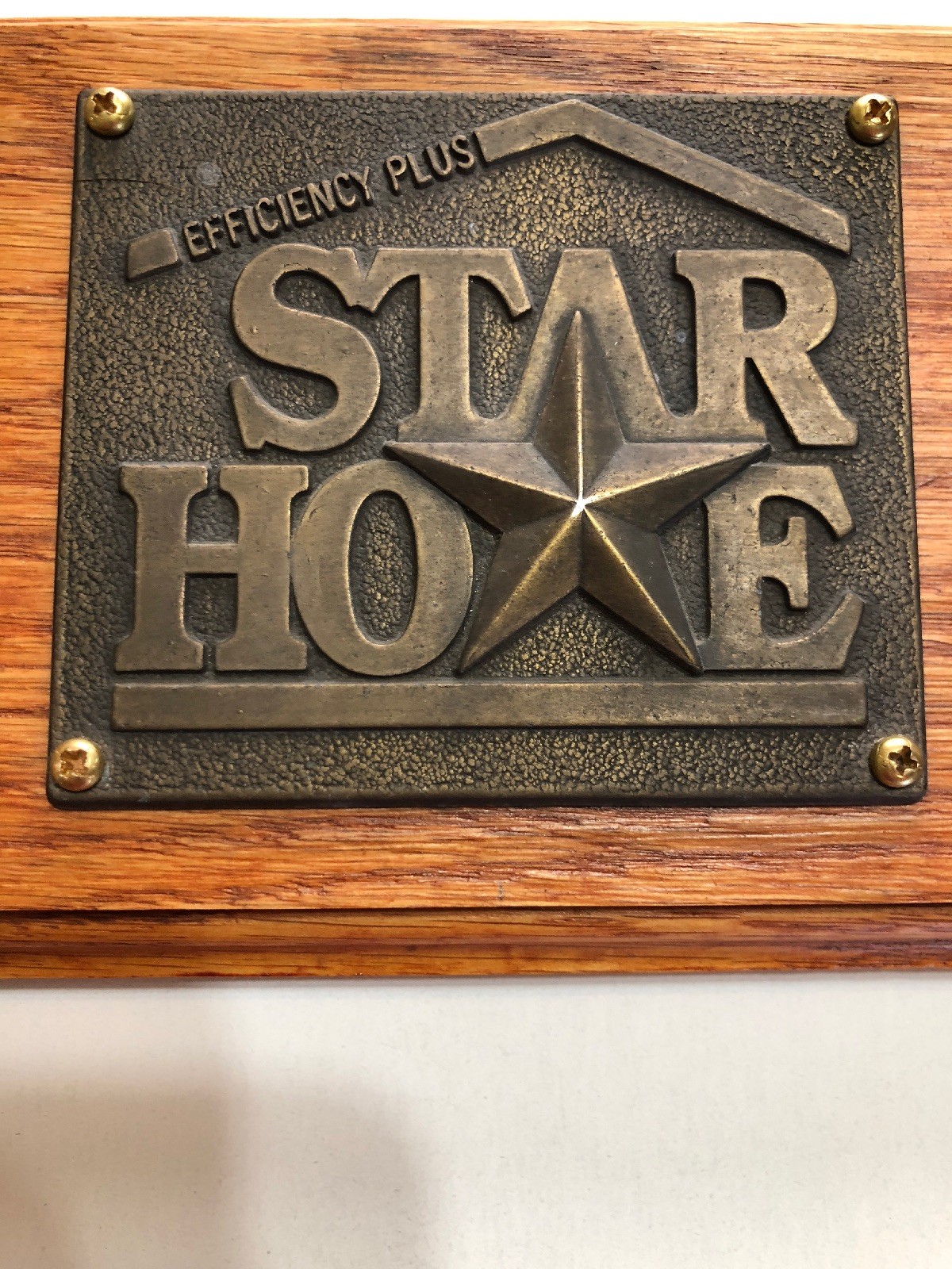 Vintage STAR HOMES Brass Tag with Custom made Oak Frame