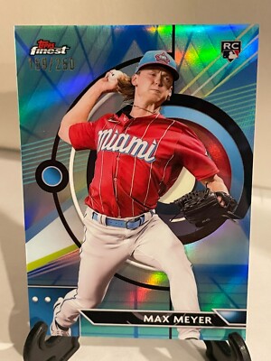 2023 Topps Finest #37 MAX MEYER RC Aqua Blue Refractor 159/250 Miami Marlins