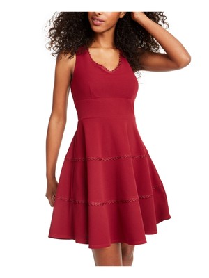CITY STUDIO Womens Maroon Sleeveless V Neck Mini Cocktail Dress 5