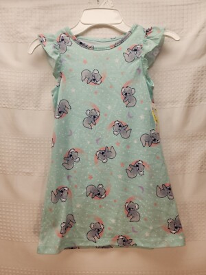 Cuddl Duds Nightgown Girls Size 3t Short Sleeve Koala Print
