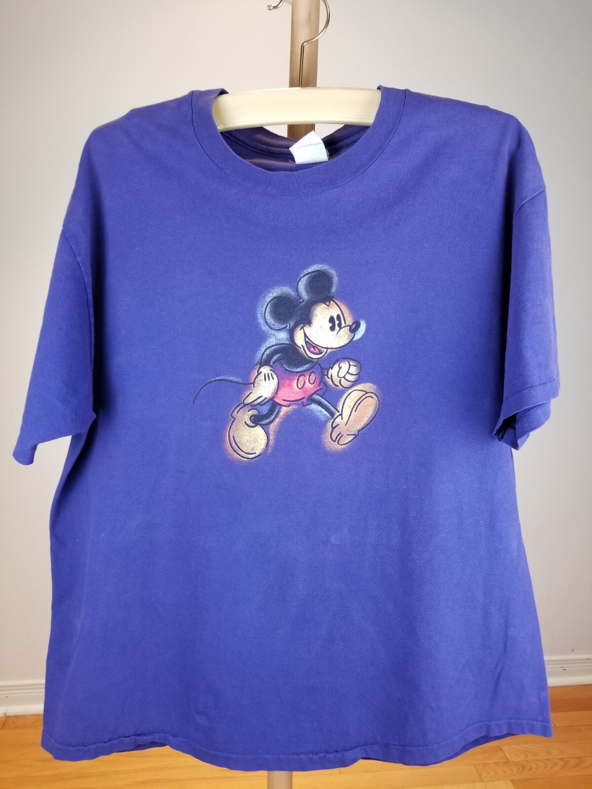 トップス 90s DISNEY \"MICKEY FACE BLACK\" SIZE:XXL Vintage 90s Walt Disney World Mickey Mouse T-Shirt Black