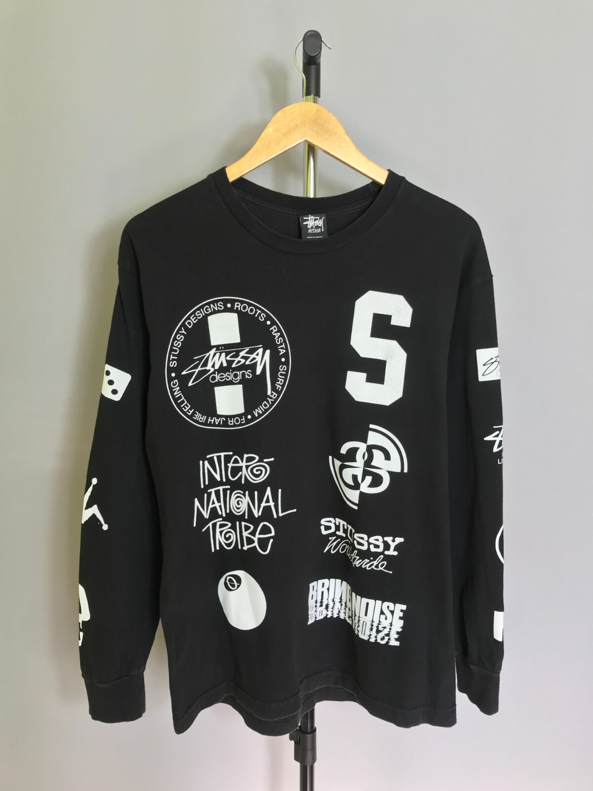 “SURF PRINT” stussy プリント Tシャツ BLACK M SURF PRINT” stussy プリント Tシャツ BLACK M