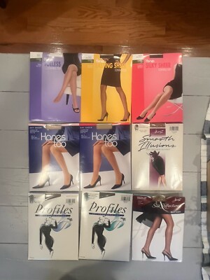 9 Pairs Hanes Pantyhose Size EF NIP $50+ Retail
