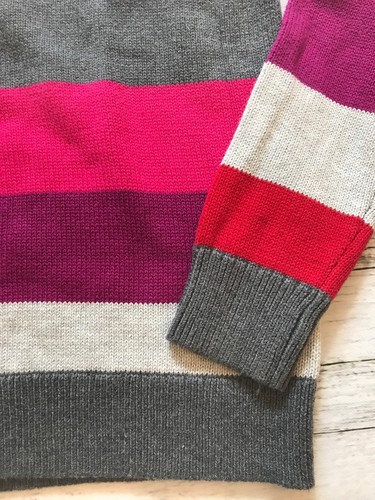 NWT Gap Kids Pink Red Gray Striped Sweater XL 12 Y