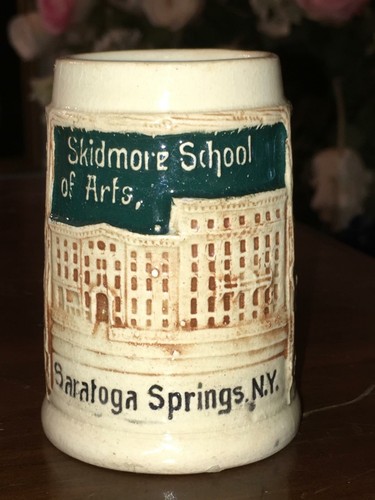 Antique Skidmore School of Arts Miniature Beer Stein Sarasota Springs NY Tankard