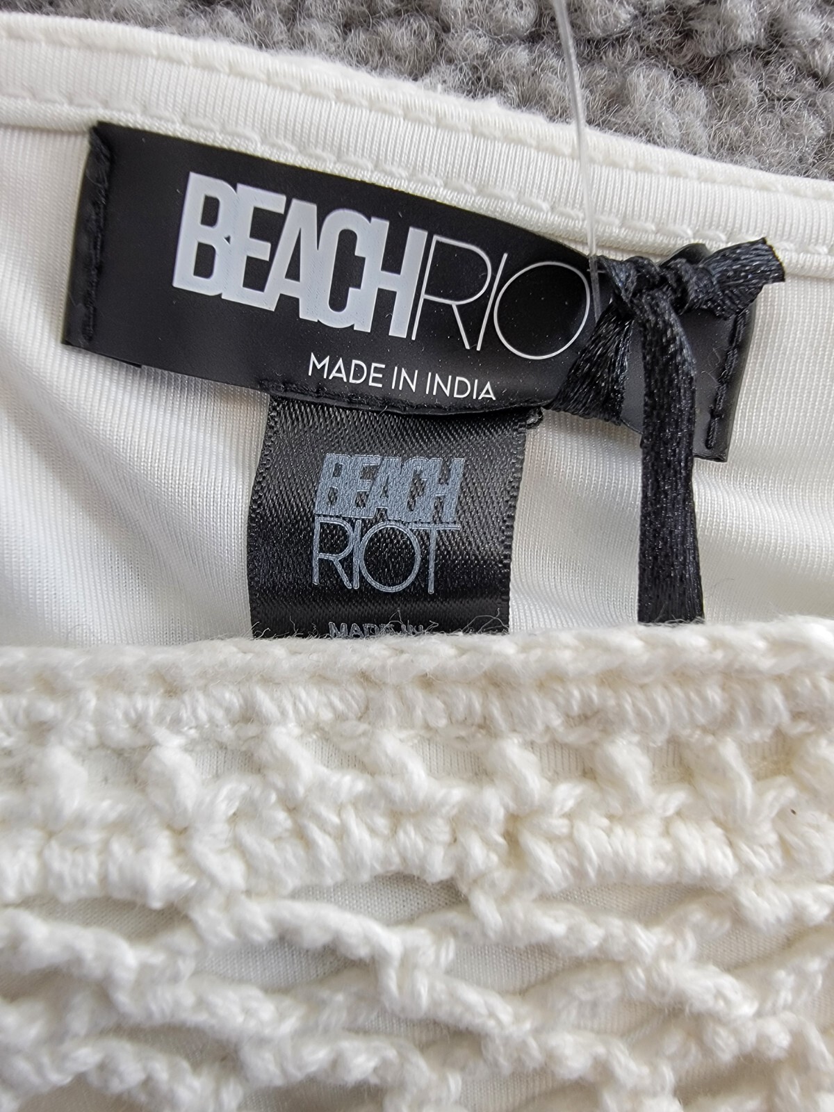 Beach Riot Kaylin Crocheted Bikini Bottoms Women's M White Elastic Waist Pull On - Picture 10 of 17