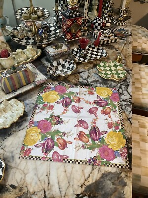 MacKenzie-Childs WHITE FLOWER MARKET Dinner 1 Napkin Paper for Decoupage.