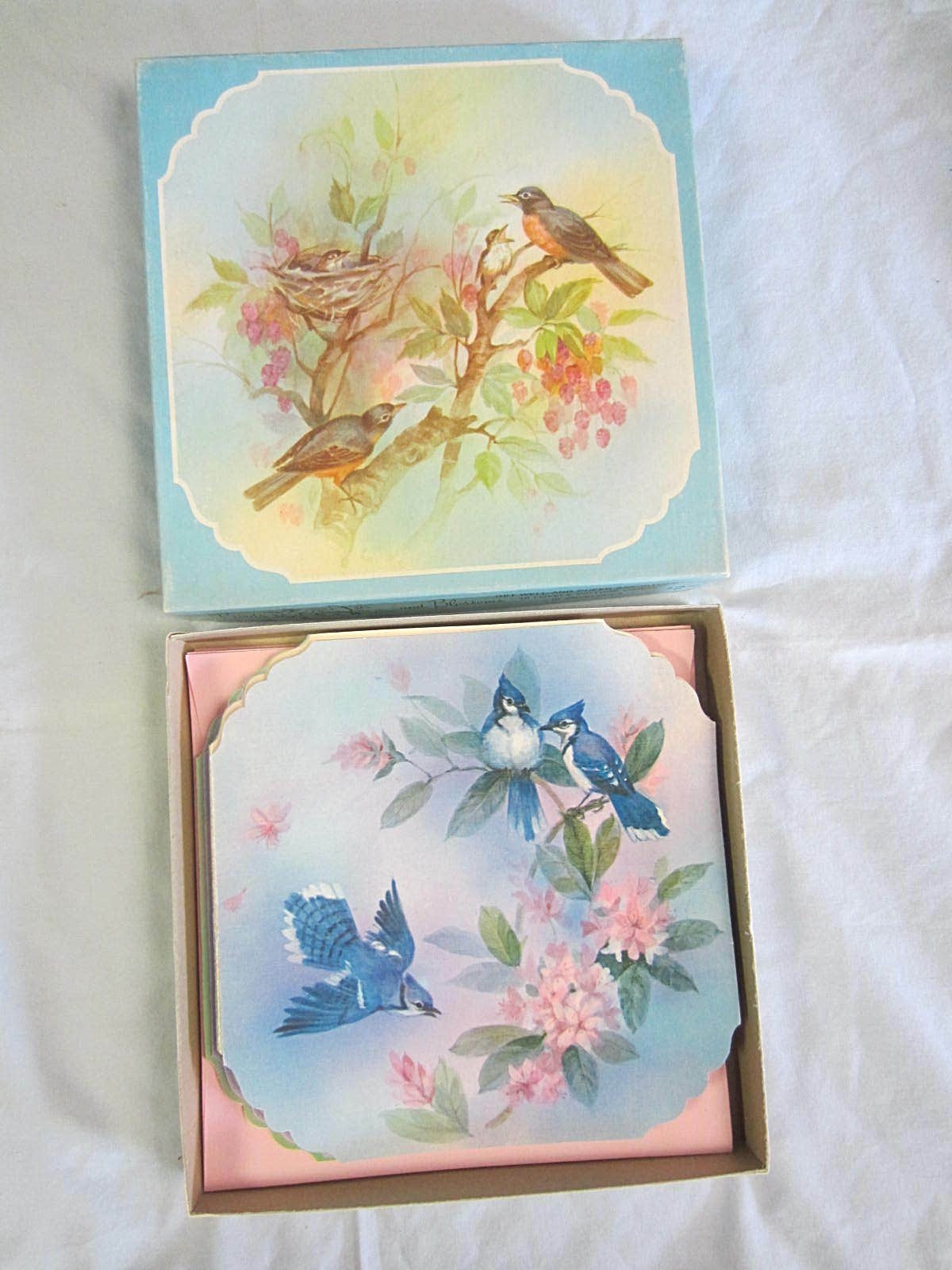 VTG~10 CARDS & ENVELOPES~BIRDS~GET WELL & ASSORTMENT~ORIGINAL BOX~QUALITY CREST