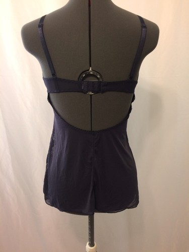 Rampage Intimates Lingerie Negligee Purple Black Lace