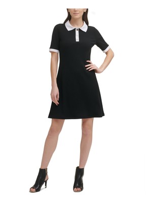 

DKNY Женский черный пуловер с коротким рукавом выше колена + расклешенное платье