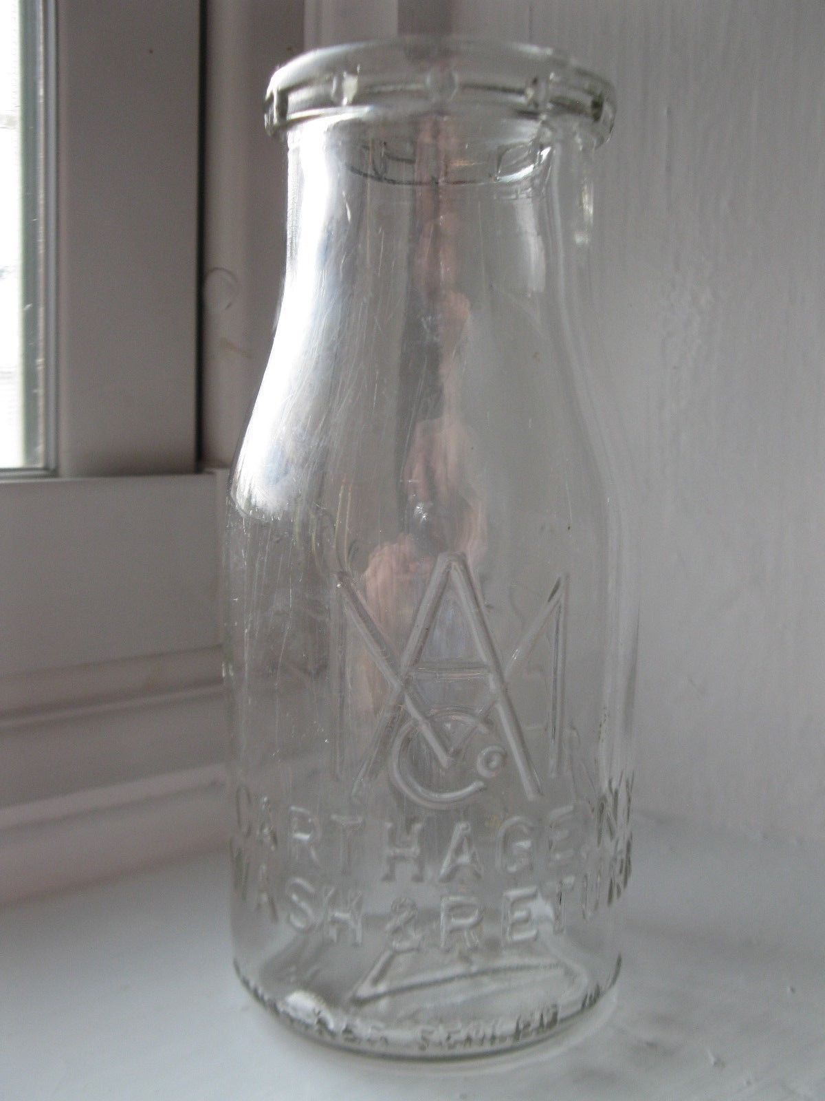 Vintage Altamont TUPPER LAKE NY CARTHAGE NY Embossed 1/2 HALF PINT Milk Bottle
