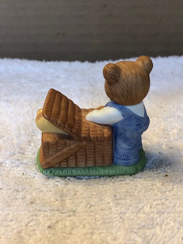 Homco Small Bear With Picnic Basket Figurine