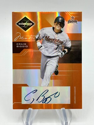 Craig Biggio 2005 Donruss Leaf Limited Orange Auto /25 Houston Astros HOF