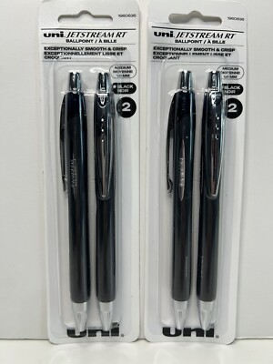 Uni-Ball Jetstream RT Retractable Ballpoint Pens Medium 1.0mm Black - Lot of 2