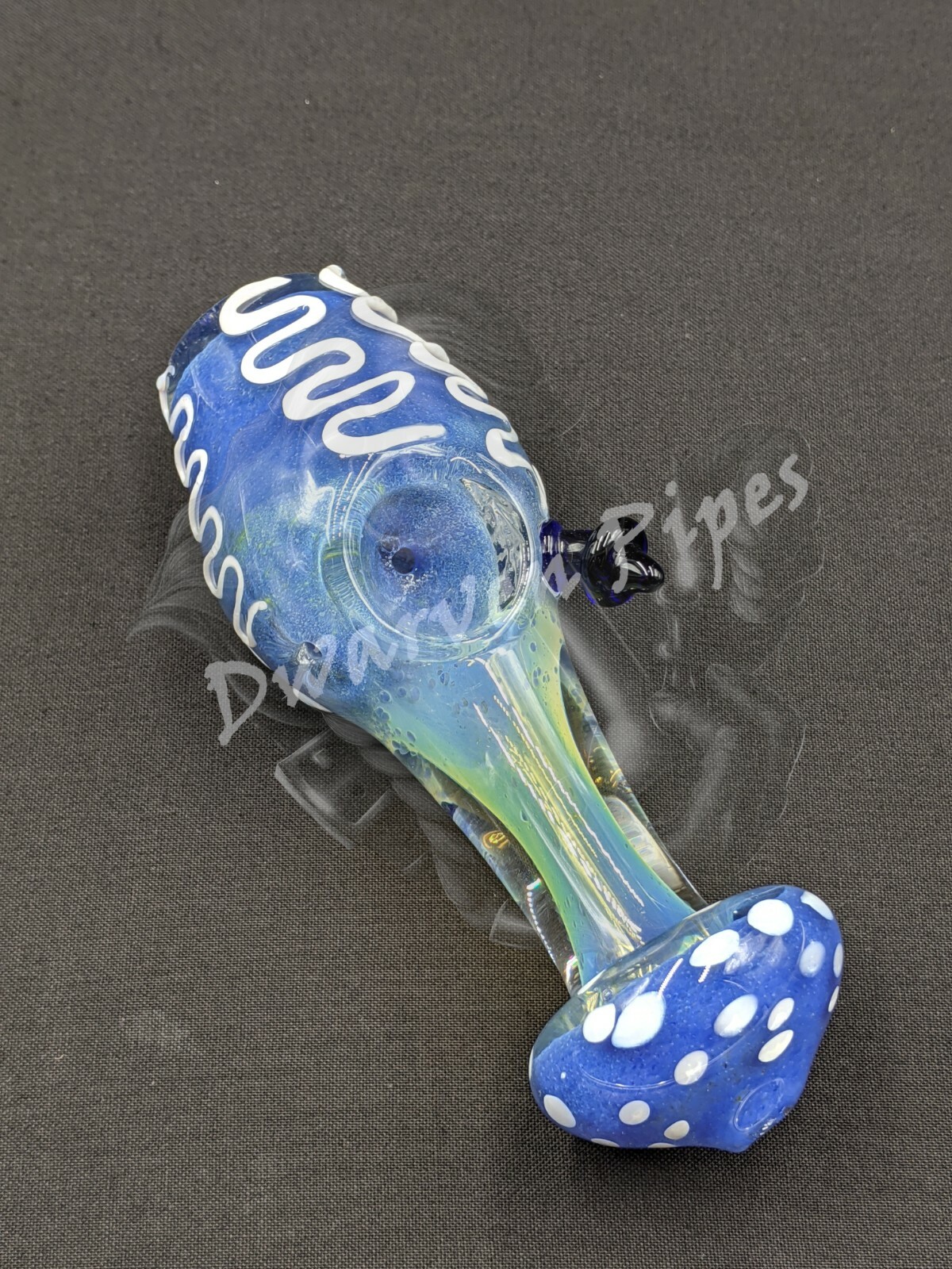 5" Tobacco Smoking Pipe Bowl Glass Hand Pipes Mushroom Style Blue 02