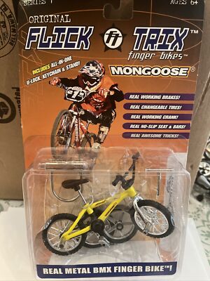 Vintage 1999 Flick Trix Finger Bikes Mongoose Yellow Californian Series 1 New