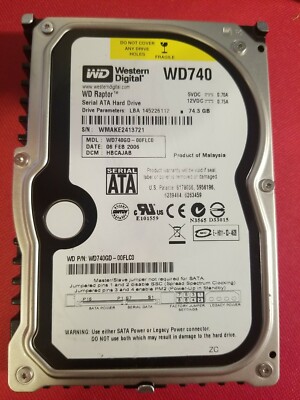 WD Raptor Western Digital 74.3 GB server hard drive WD740GD serial ATA 2005-2006
