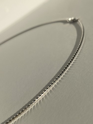 Pre-owned Jewelry By Paula 1.5 Mm Solid 14k White Gold Sparkle Cable Wire Omega Collar Necklace 17" Fine
