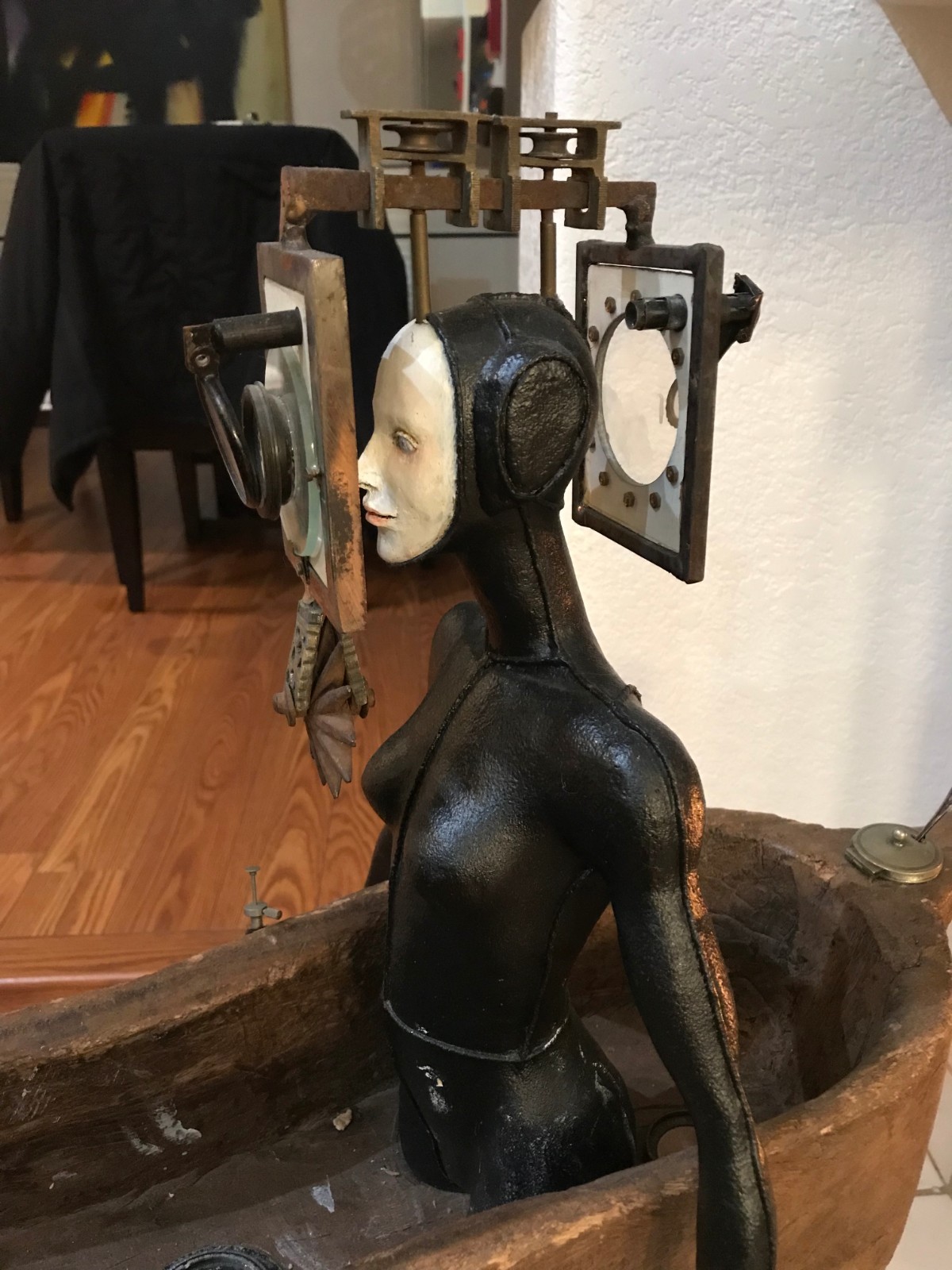Cecilia Miguez Wooden and Bronze Statue (Uruguayan, 1955)