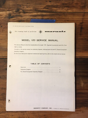 Marantz Model 120 Tuner Service Manual *Original*