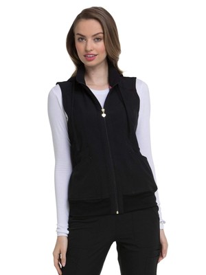 HeartSoul Zip Front Scrub Vest with Detachable Hood, Stretch Fabric HS500 Large