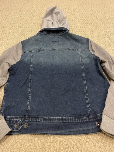 NWT Men's Chopp Shop Jeans Dk Blue Convertible Hooded Denim Jacket ALL SIZES
