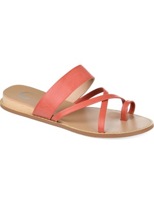 

JOURNEE COLLECTION Женские босоножки без шнуровки на танкетке Coral Eevie с круглым носком 7,5 м, Коралл, EEVIE-SANDAL